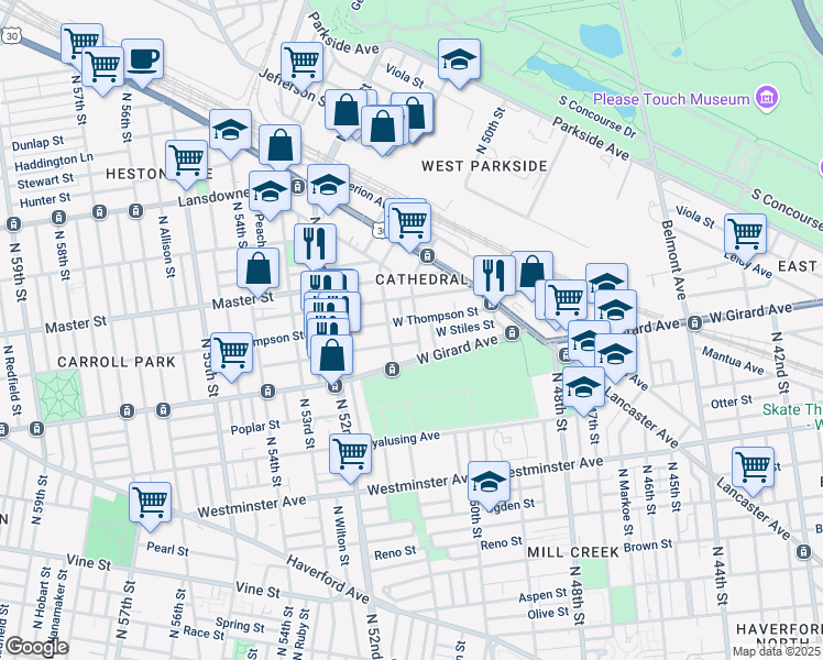 map of restaurants, bars, coffee shops, grocery stores, and more near in Philadelphia