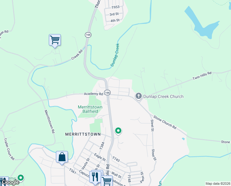 map of restaurants, bars, coffee shops, grocery stores, and more near 107 Craft Street in Brownsville