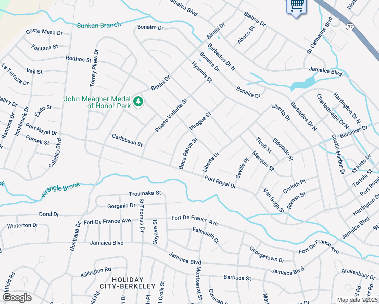 map of restaurants, bars, coffee shops, grocery stores, and more near 5 Boca Raton Street in Toms River