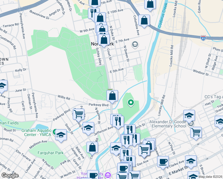 map of restaurants, bars, coffee shops, grocery stores, and more near 50 East 4th Avenue in York