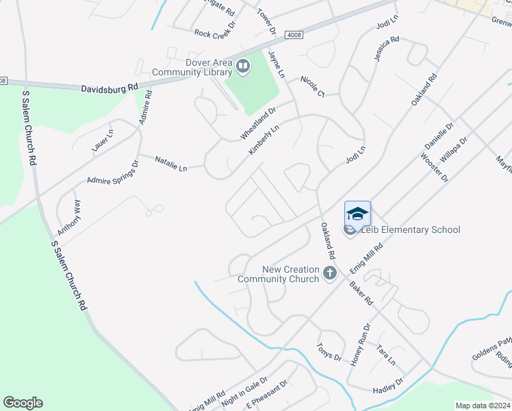 map of restaurants, bars, coffee shops, grocery stores, and more near 103 Maple Road in Dover