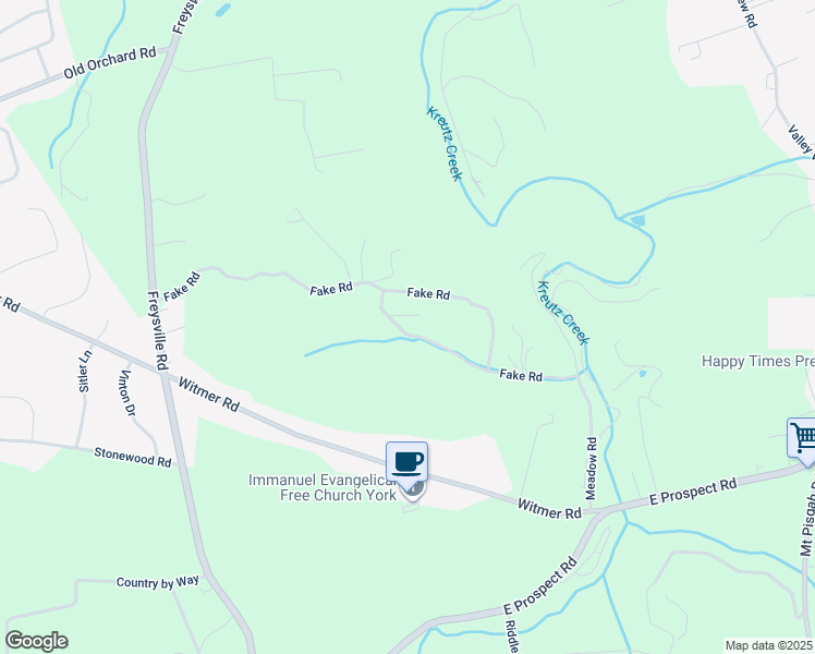 map of restaurants, bars, coffee shops, grocery stores, and more near 4745 Fake Rd in York