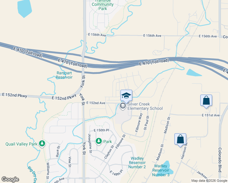 map of restaurants, bars, coffee shops, grocery stores, and more near in Thornton