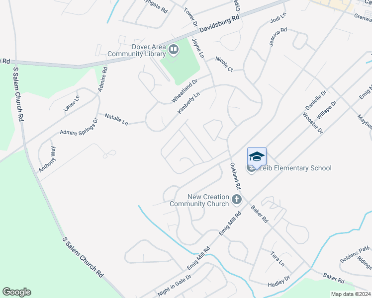 map of restaurants, bars, coffee shops, grocery stores, and more near 103 Maple Road in Dover