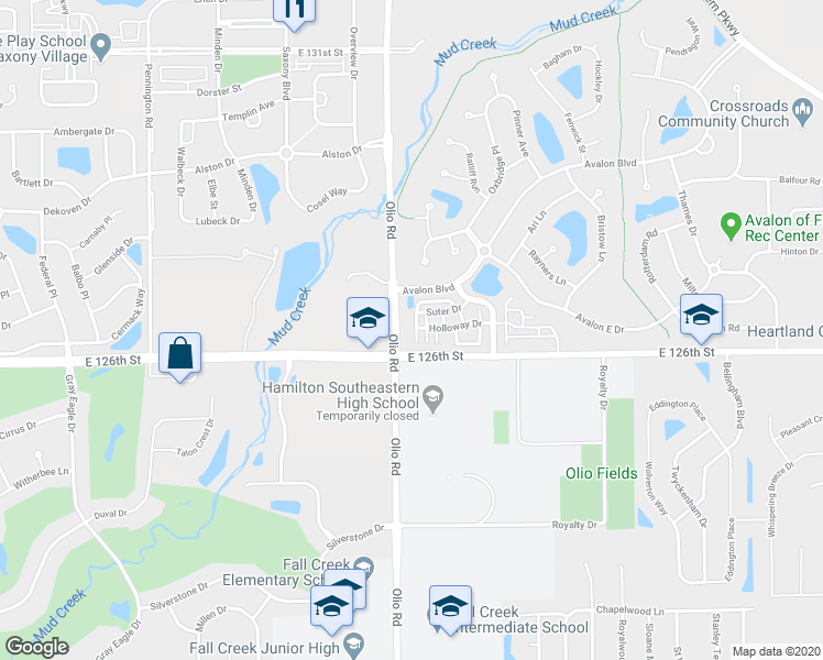map of restaurants, bars, coffee shops, grocery stores, and more near 12658 Watford Way in Fishers