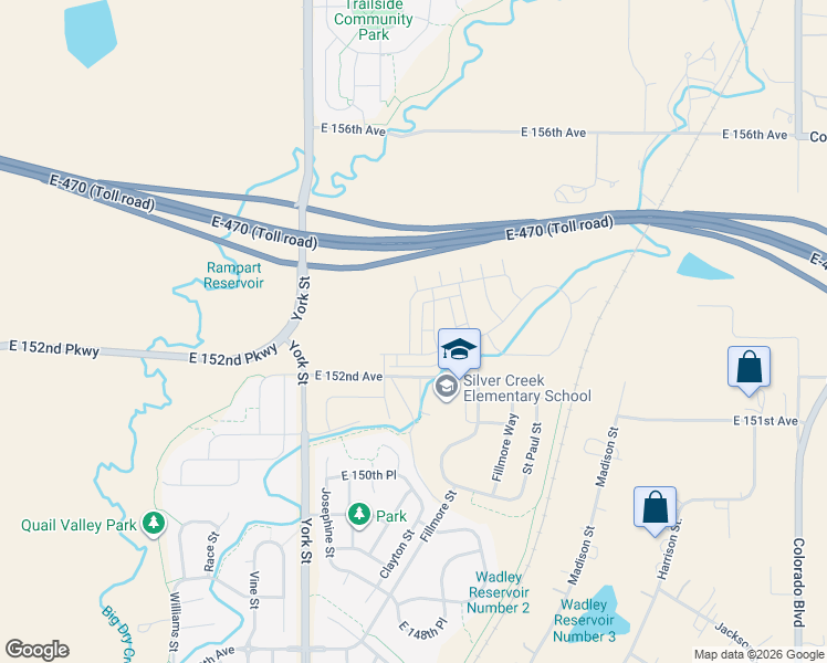 map of restaurants, bars, coffee shops, grocery stores, and more near in Thornton