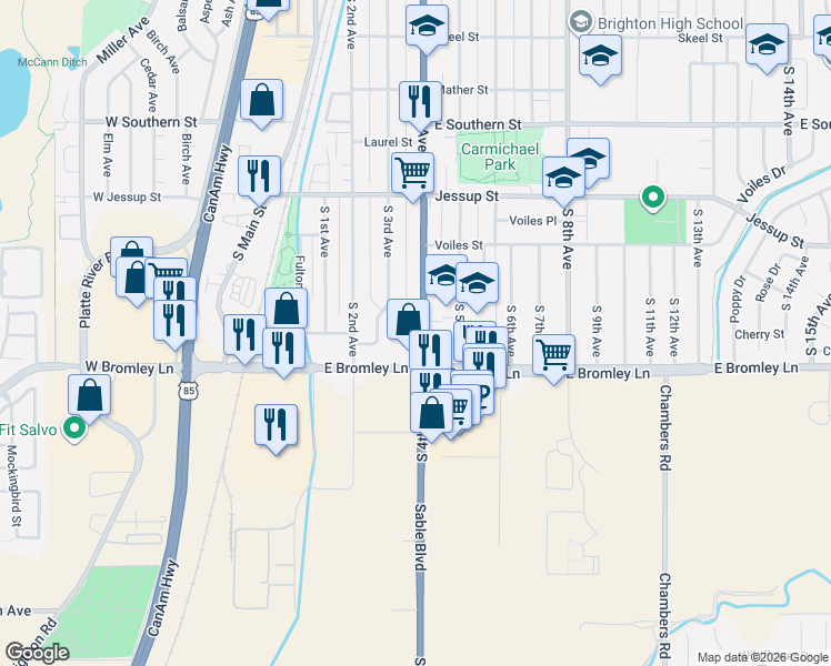 map of restaurants, bars, coffee shops, grocery stores, and more near 859 Colorado 2 in Brighton