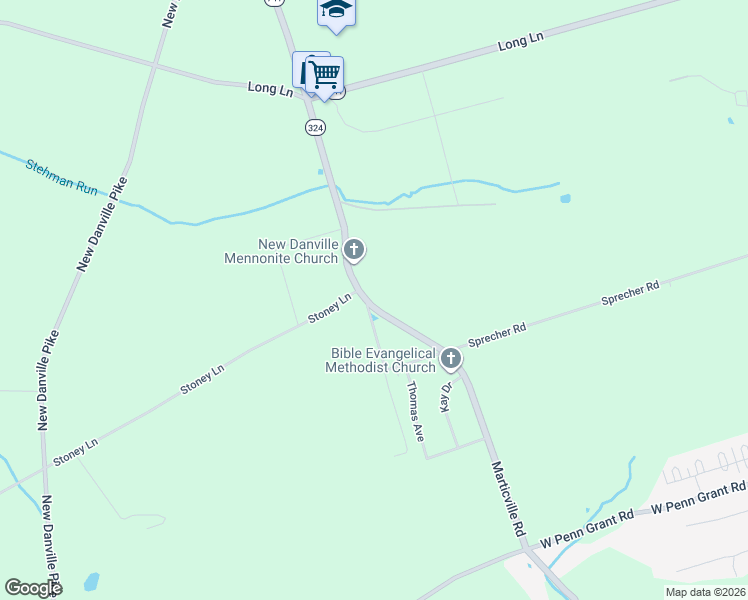 map of restaurants, bars, coffee shops, grocery stores, and more near 111 Marticville Road in Lancaster