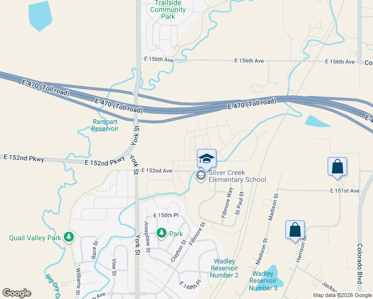 map of restaurants, bars, coffee shops, grocery stores, and more near in Thornton