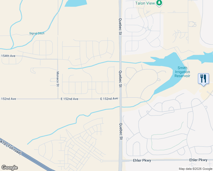 map of restaurants, bars, coffee shops, grocery stores, and more near 15008 Quebec Street in Thornton
