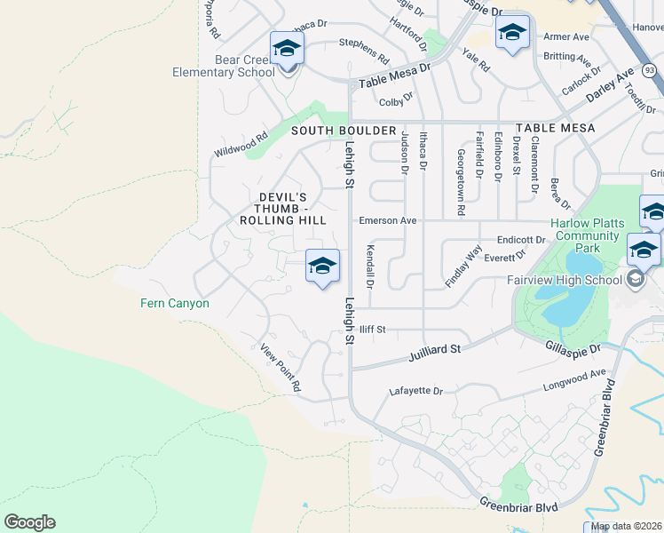 map of restaurants, bars, coffee shops, grocery stores, and more near 16 Benthaven Place in Boulder