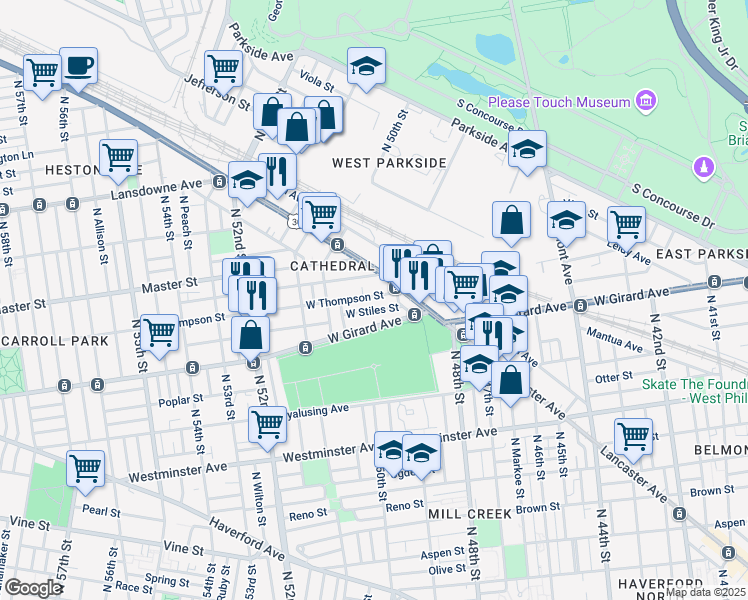 map of restaurants, bars, coffee shops, grocery stores, and more near in Philadelphia