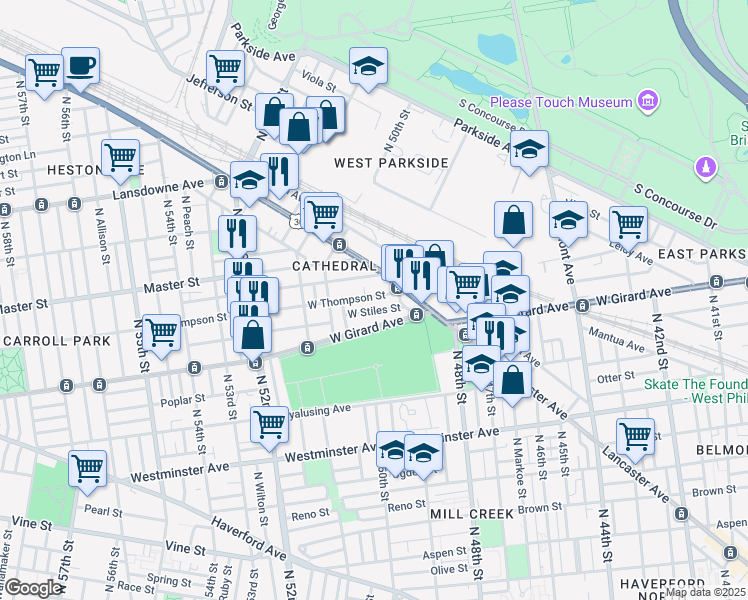 map of restaurants, bars, coffee shops, grocery stores, and more near in Philadelphia