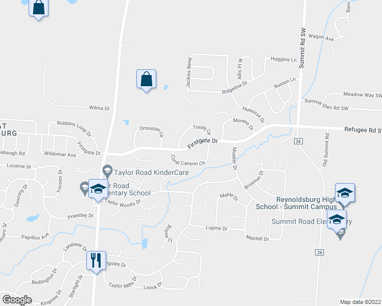 map of restaurants, bars, coffee shops, grocery stores, and more near 777 Laile Court in Reynoldsburg