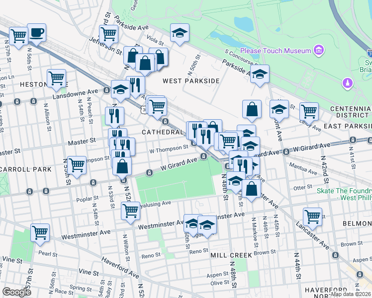 map of restaurants, bars, coffee shops, grocery stores, and more near in Philadelphia