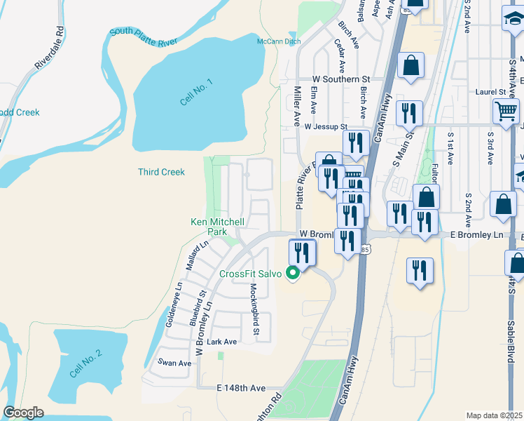 map of restaurants, bars, coffee shops, grocery stores, and more near 827 Pintail Avenue in Brighton