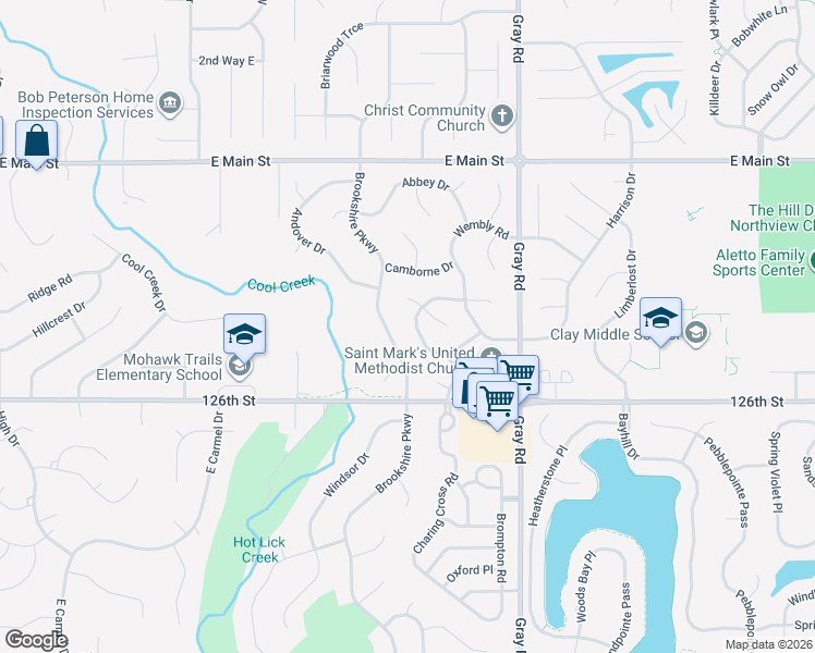 map of restaurants, bars, coffee shops, grocery stores, and more near 12764 Charing Cross Road in Carmel