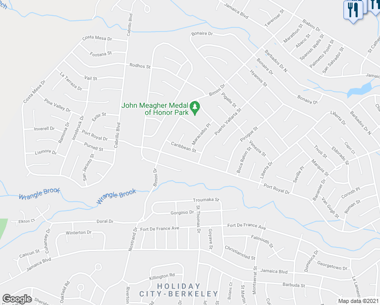 map of restaurants, bars, coffee shops, grocery stores, and more near 2 Valencia Street in Toms River
