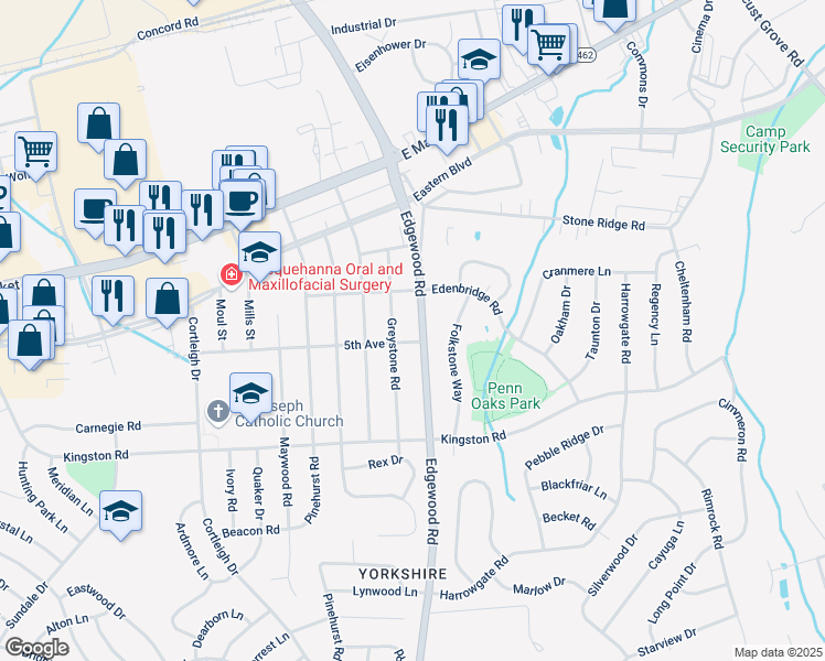 map of restaurants, bars, coffee shops, grocery stores, and more near 270 Edgewood Road in East York