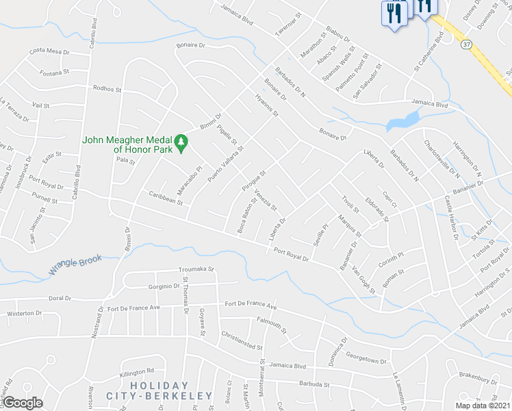 map of restaurants, bars, coffee shops, grocery stores, and more near 5 Boca Raton Street in Toms River