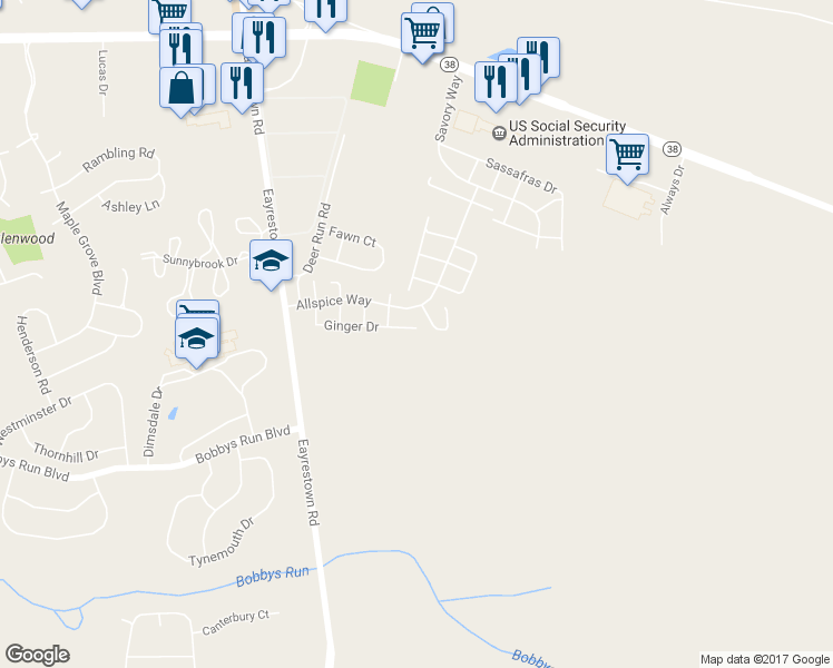 map of restaurants, bars, coffee shops, grocery stores, and more near 94 Ginger Drive in Lumberton