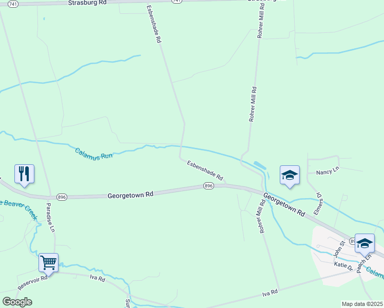 map of restaurants, bars, coffee shops, grocery stores, and more near 280 Esbenshade Road in Ronks