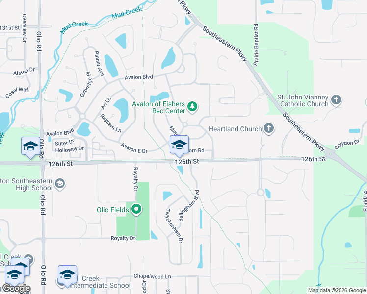 map of restaurants, bars, coffee shops, grocery stores, and more near 14404 Glapthorn Road in Fishers