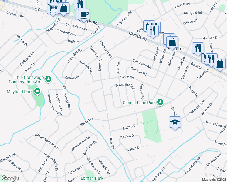 map of restaurants, bars, coffee shops, grocery stores, and more near 2360 Esbenshade Road in York
