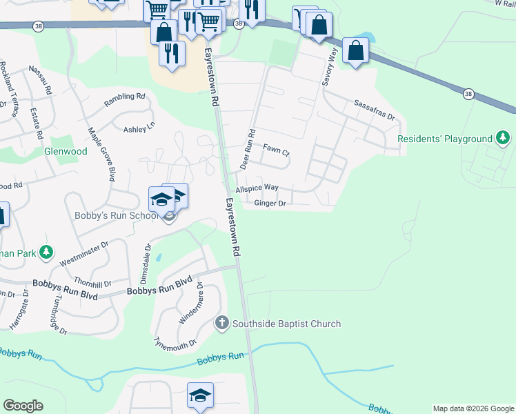 map of restaurants, bars, coffee shops, grocery stores, and more near 42 Ginger Drive in Lumberton