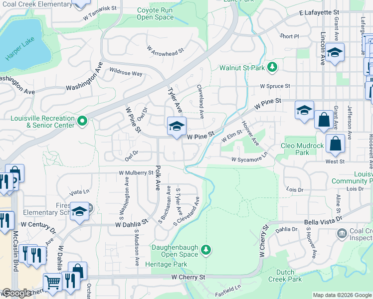map of restaurants, bars, coffee shops, grocery stores, and more near 370 Tyler Avenue in Louisville