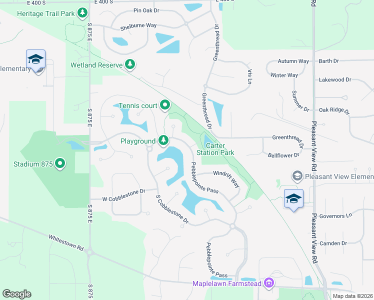 map of restaurants, bars, coffee shops, grocery stores, and more near 4656 Pebblepointe Pass in Zionsville