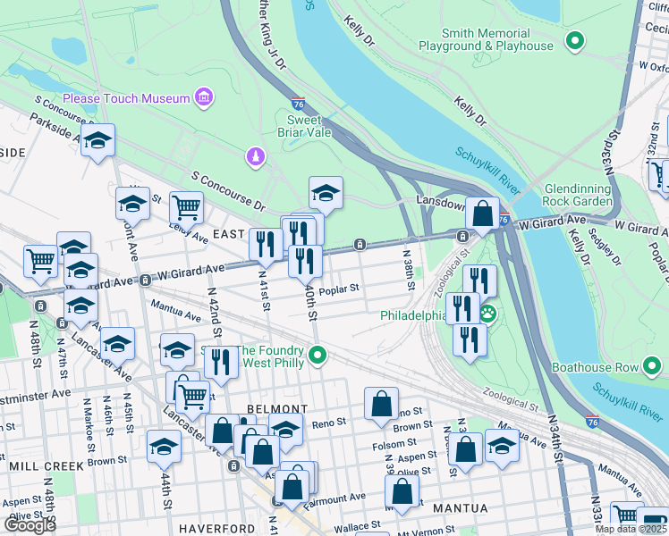 map of restaurants, bars, coffee shops, grocery stores, and more near 1133 Union Street in Philadelphia