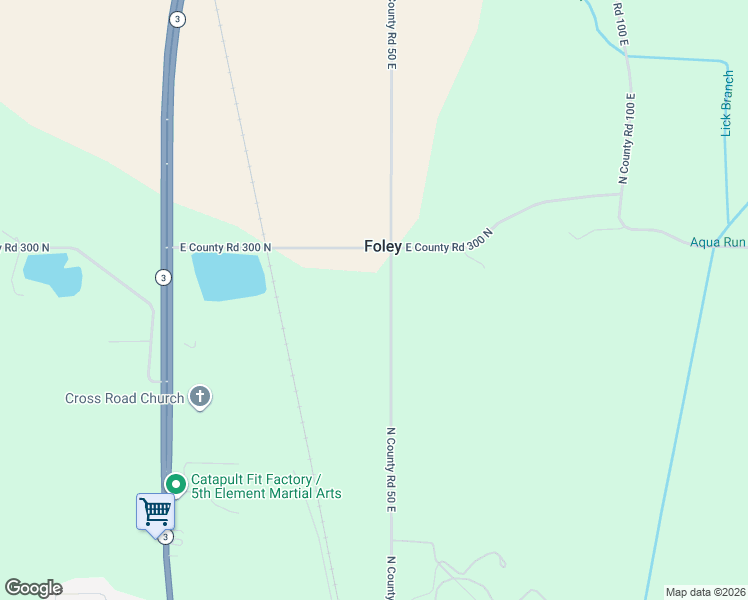 map of restaurants, bars, coffee shops, grocery stores, and more near 2865 North County Road 50 East in New Castle