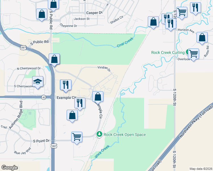 map of restaurants, bars, coffee shops, grocery stores, and more near 750 South Lafayette Drive in Lafayette