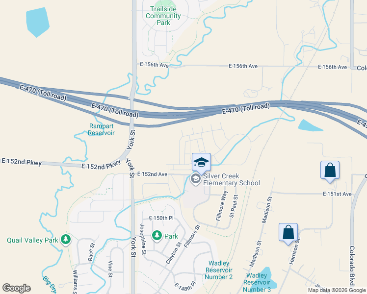 map of restaurants, bars, coffee shops, grocery stores, and more near in Thornton