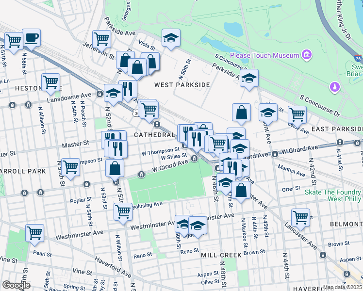 map of restaurants, bars, coffee shops, grocery stores, and more near in Philadelphia