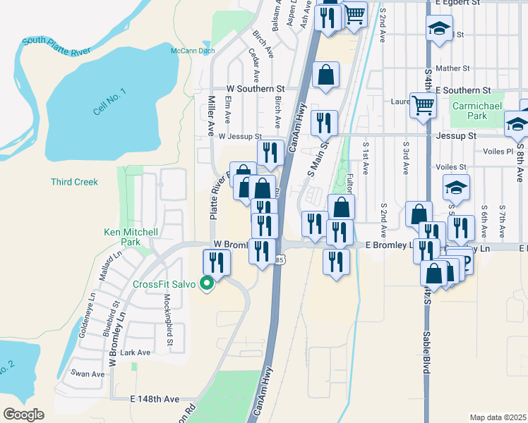map of restaurants, bars, coffee shops, grocery stores, and more near 835 South Kuner Road in Brighton