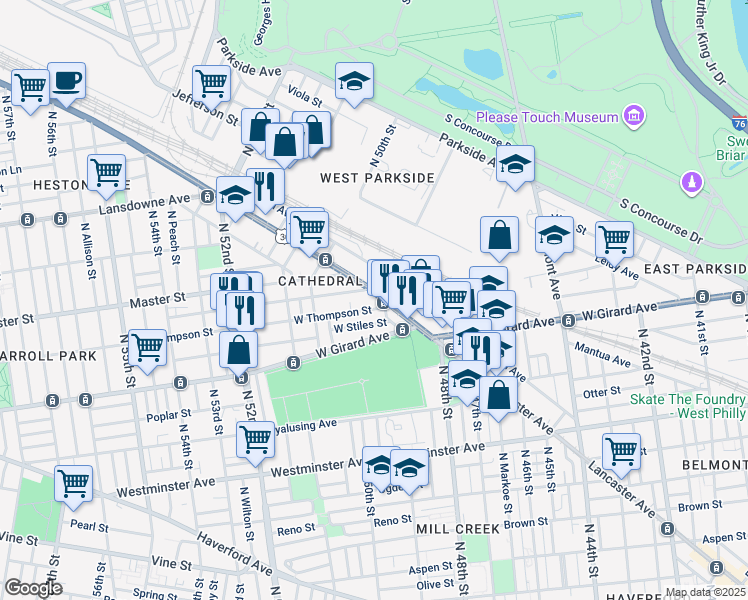 map of restaurants, bars, coffee shops, grocery stores, and more near in Philadelphia