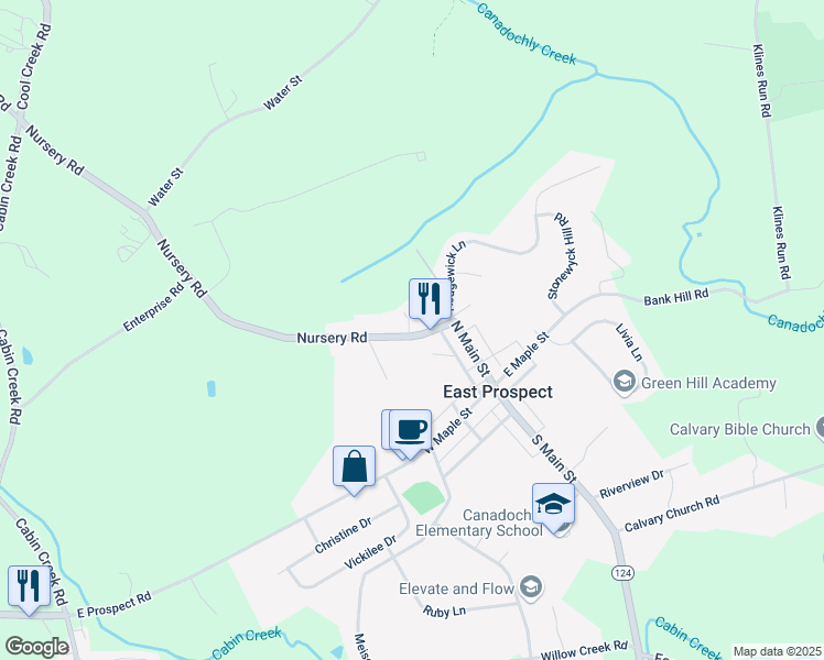 map of restaurants, bars, coffee shops, grocery stores, and more near 52 North Main Street in Wrightsville