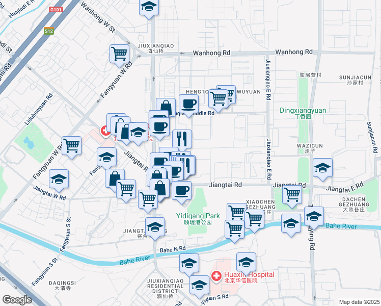 map of restaurants, bars, coffee shops, grocery stores, and more near in 