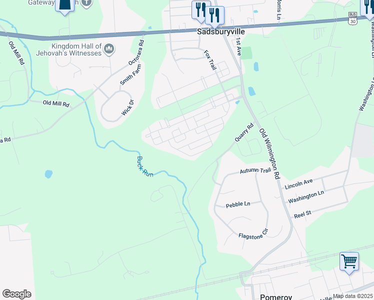 map of restaurants, bars, coffee shops, grocery stores, and more near in Coatesville