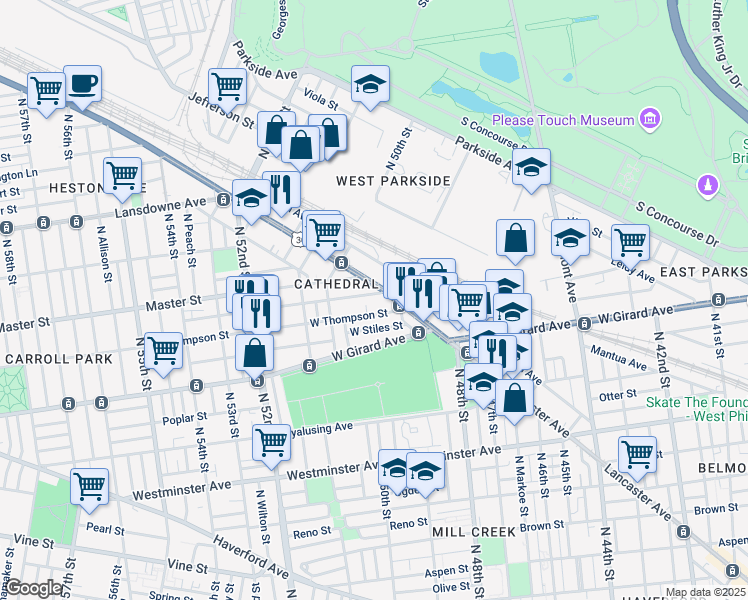map of restaurants, bars, coffee shops, grocery stores, and more near in Philadelphia