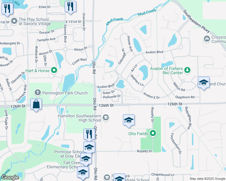 map of restaurants, bars, coffee shops, grocery stores, and more near 13896 Willesden Circle in Fishers