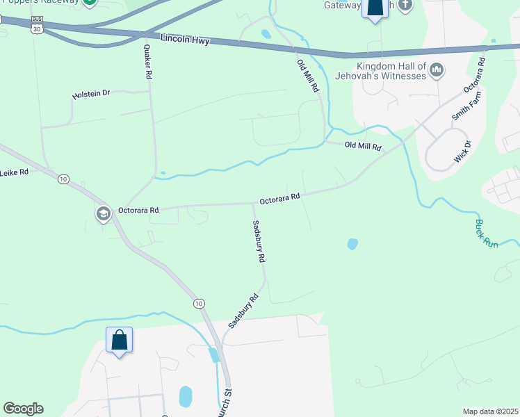 map of restaurants, bars, coffee shops, grocery stores, and more near 254 Octorara Road in Parkesburg