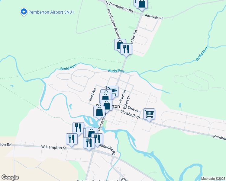 map of restaurants, bars, coffee shops, grocery stores, and more near 52 Hanover Street in Pemberton