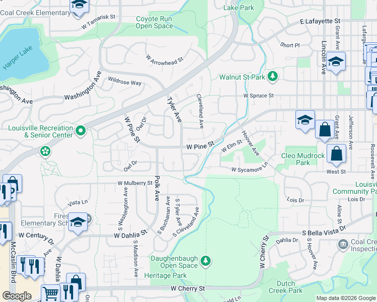 map of restaurants, bars, coffee shops, grocery stores, and more near 370 Tyler Avenue in Louisville