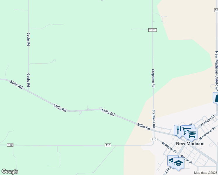 map of restaurants, bars, coffee shops, grocery stores, and more near in New Madison