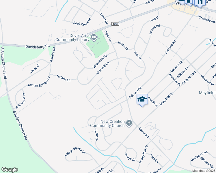 map of restaurants, bars, coffee shops, grocery stores, and more near 22 Willow Tree Lane in Dover