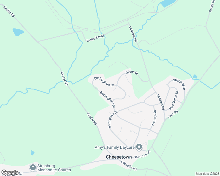 map of restaurants, bars, coffee shops, grocery stores, and more near 121 Buckingham Drive in Chambersburg