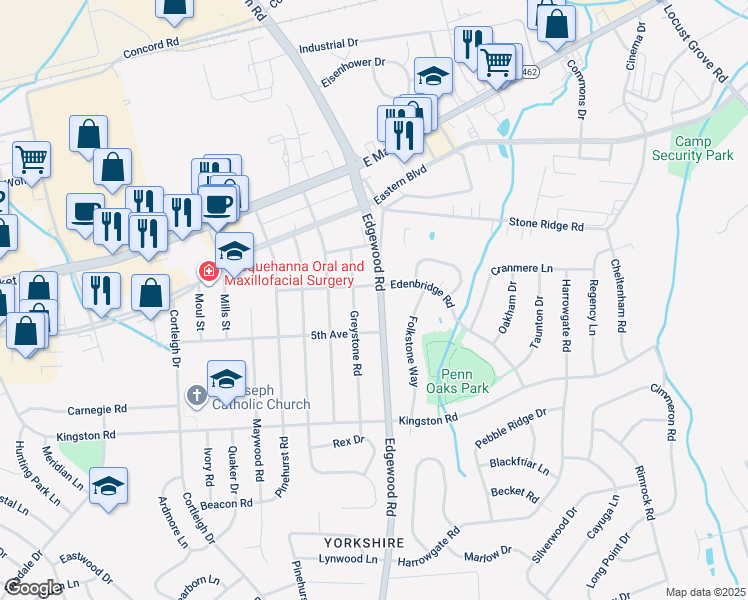 map of restaurants, bars, coffee shops, grocery stores, and more near 220 Edgewood Road in East York